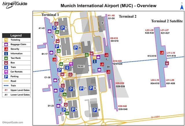 Mapa de la terminal del aeropuerto de Múnich