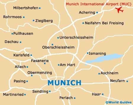 Mapa de los aeropuertos de Múnich