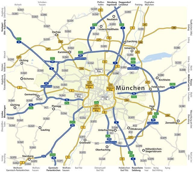 Mapa de carreteras de Múnich