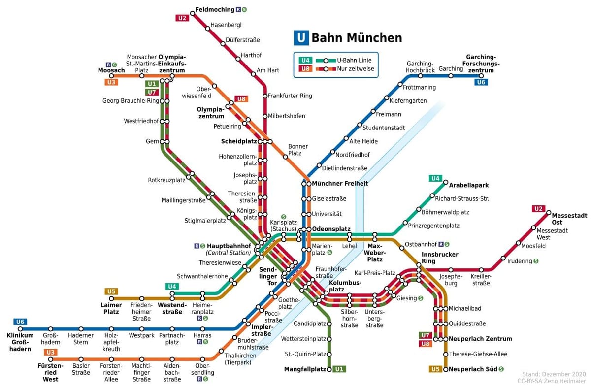 Mapa de las estaciones de metro de Múnich