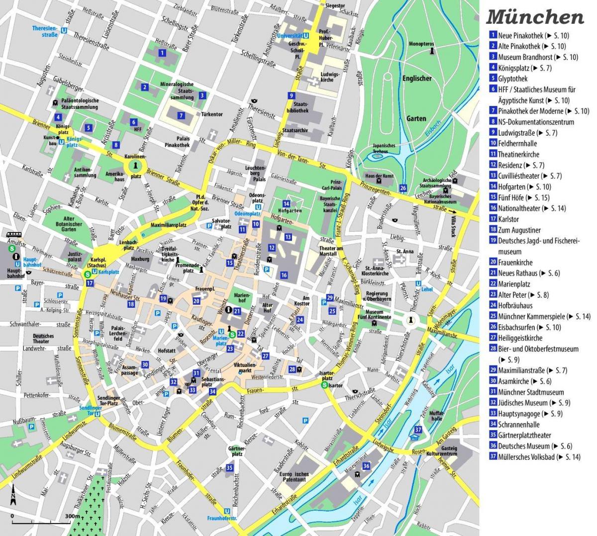 Mapa de lugares de interés de Múnich