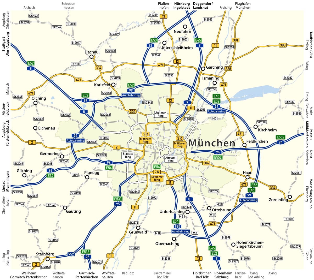 Mapa de carreteras de Múnich