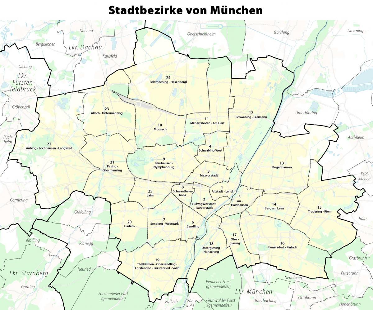 Mapa del distrito de Múnich