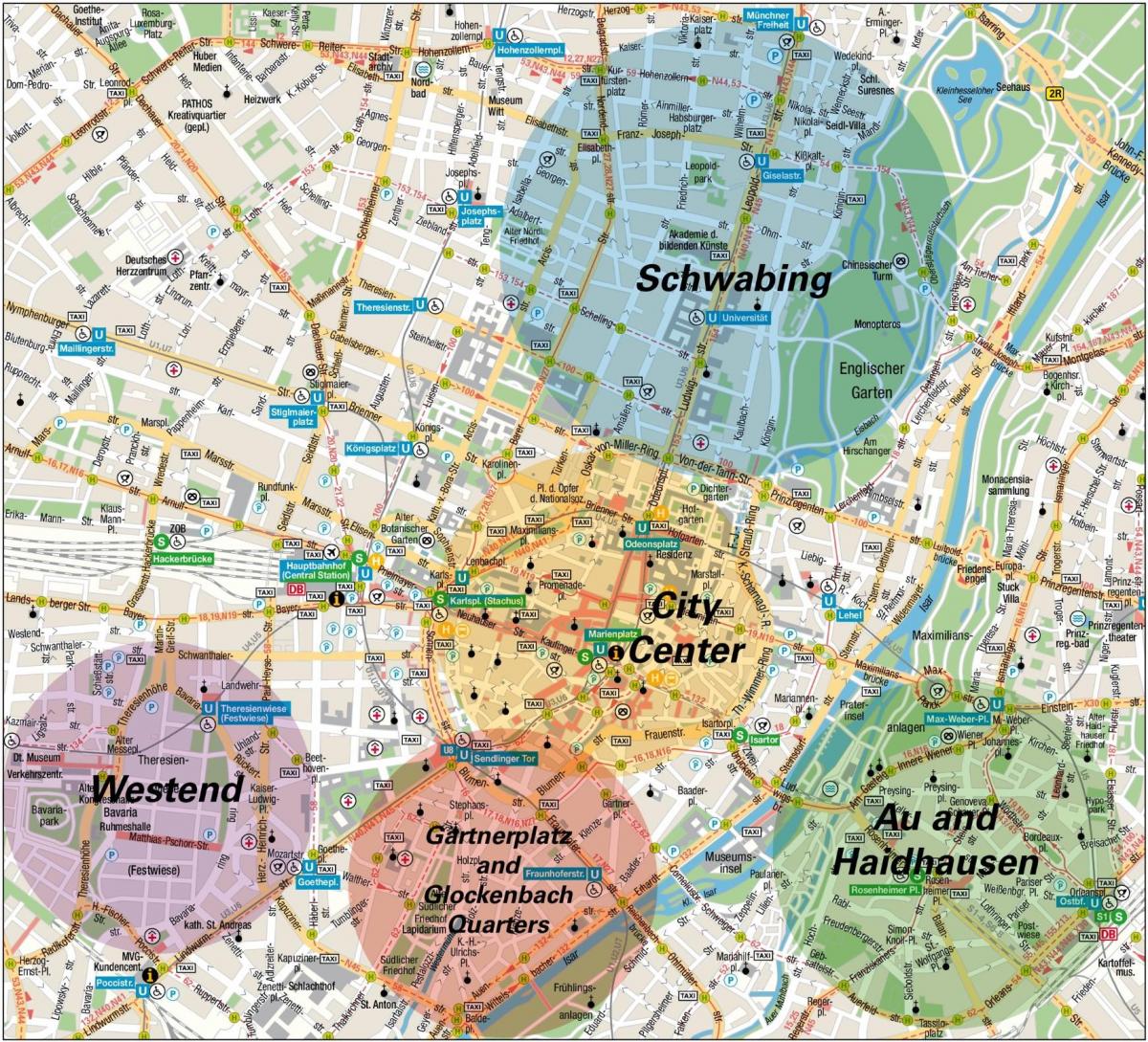 Mapa de los barrios de Múnich