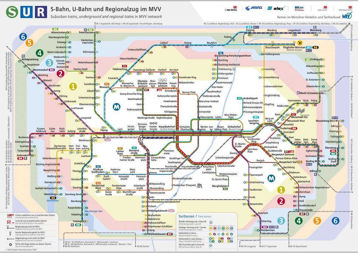 Mapa de las estaciones de metro de Múnich